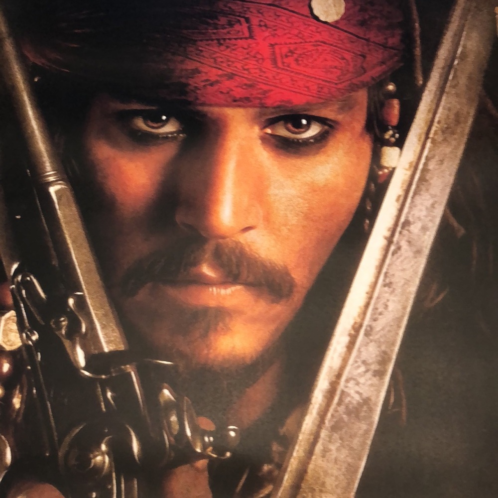 ORIGINAL 2003 PIRATES OF THE CARIBBEAN DOUBLE-SIDED POSTERS 4 MAIN ACTORS MPOO1